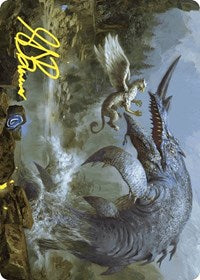 Horned Loch-Whale Art Card (Gold-Stamped Signature) (6) [Art Series: Wilds of Eldraine]
