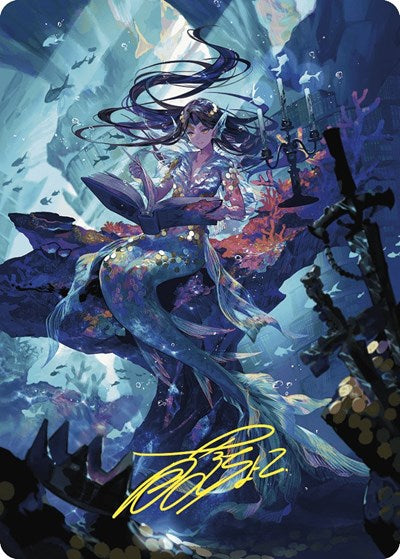 Rhystic Study Art Card (Gold-Stamped Signature) (79) [Art Series: Wilds of Eldraine]