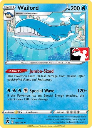 Wailord 038/195  - Holofoil Prize Pack Series Cards - Uncommon
