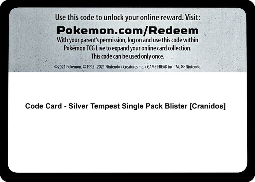 Code Card - Silver Tempest Single Pack Blister [Cranidos] [SWSH12: Silver Tempest]