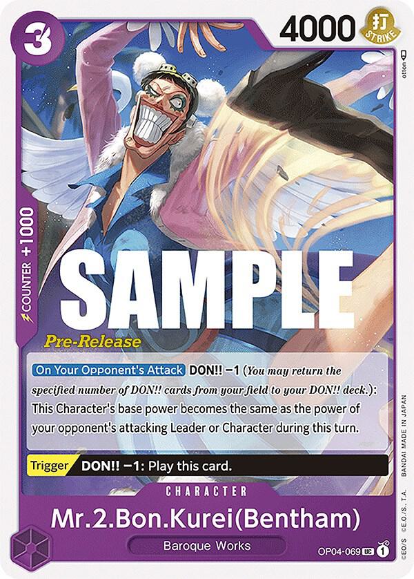 Mr.2.Bon.Kurei (Bentham) (OP04-069) [Kingdoms of Intrigue Pre-Release Cards]