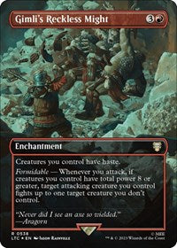 Gimli's Reckless Might (Borderless) (Surge Foil) (538) [Commander: The Lord of the Rings: Tales of Middle-earth]