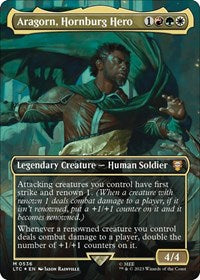 Aragorn, Hornburg Hero (Borderless) (Surge Foil) (536) [Commander: The Lord of the Rings: Tales of Middle-earth]