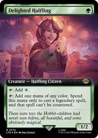 Delighted Halfling (Extended Art) (Surge Foil) (774) [Universes Beyond: The Lord of the Rings: Tales of Middle-earth]