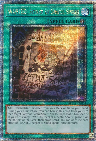 WANTED: Seeker of Sinful Spoils (Quarter Century Secret Rare) (AGOV-EN054) [Age of Overlord]