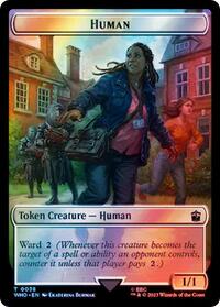 Human (0038) // Clue (0055) Double-Sided Token (Surge Foil) (38 // 55) [Universes Beyond: Doctor Who]