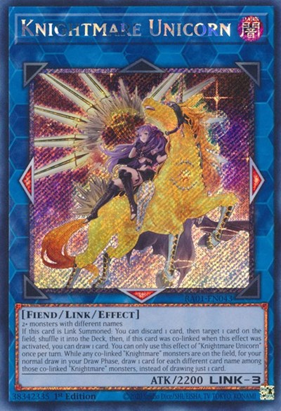 Knightmare Unicorn (Alternate Art) (Platinum Secret Rare) (RA01-EN043) [25th Anniversary Rarity Collection]