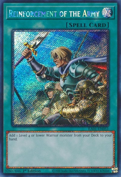 Reinforcement of the Army (Platinum Secret Rare) (RA01-EN051) [25th Anniversary Rarity Collection]