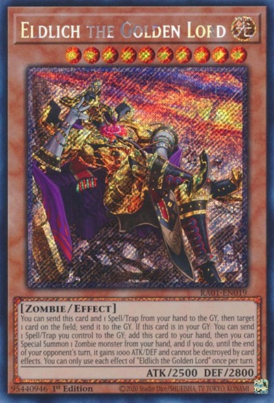 Eldlich the Golden Lord (Alternate Art) (Platinum Secret Rare) (RA01-EN019) [25th Anniversary Rarity Collection]