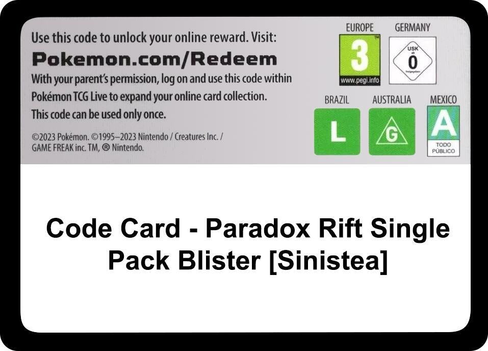Code Card - Paradox Rift Single Pack Blister [Sinistea] [SV04: Paradox Rift]