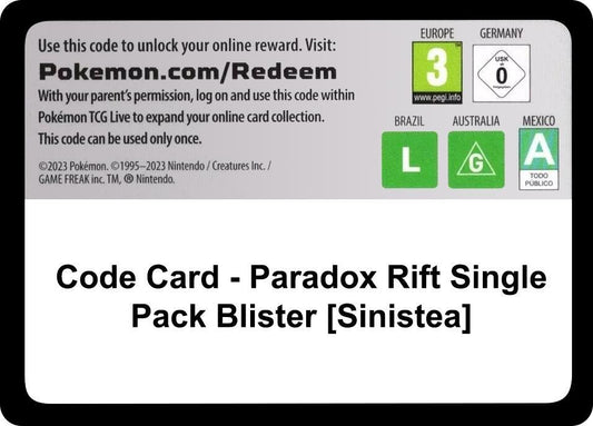 Code Card - Paradox Rift Single Pack Blister [Sinistea] [SV04: Paradox Rift]