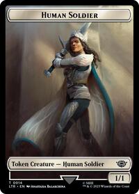 Human Soldier (0014) // Food (0024) Double-Sided Token (Surge Foil) (14 // 24) [Universes Beyond: The Lord of the Rings: Tales of Middle-earth]