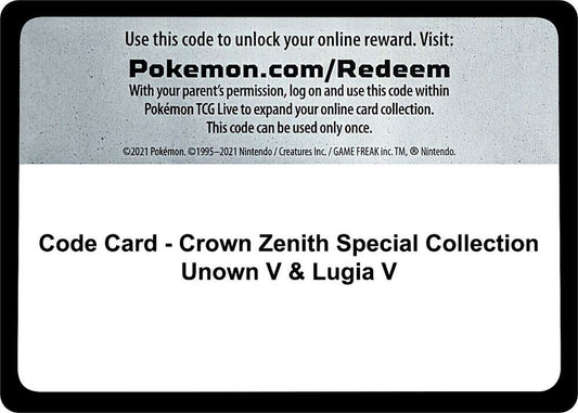 Code Card - Crown Zenith Special Collection [Unown V & Lugia V] [SWSH: Crown Zenith]