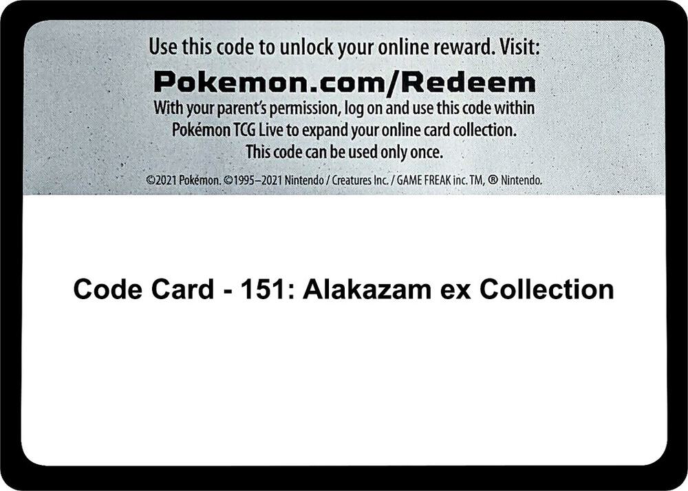 Code Card - 151: Alakazam ex Collection [SV: Scarlet & Violet 151]