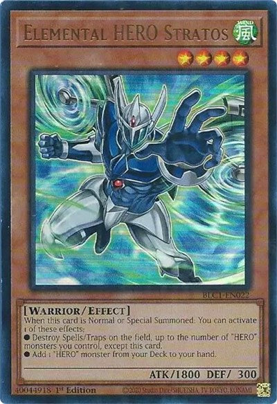 Elemental HERO Stratos (Alternate Art) (BLC1-EN022) [Battles of Legend: Chapter 1]