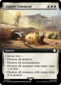 Austere Command (Extended Art) (Surge Foil) (975) [Universes Beyond: Fallout]