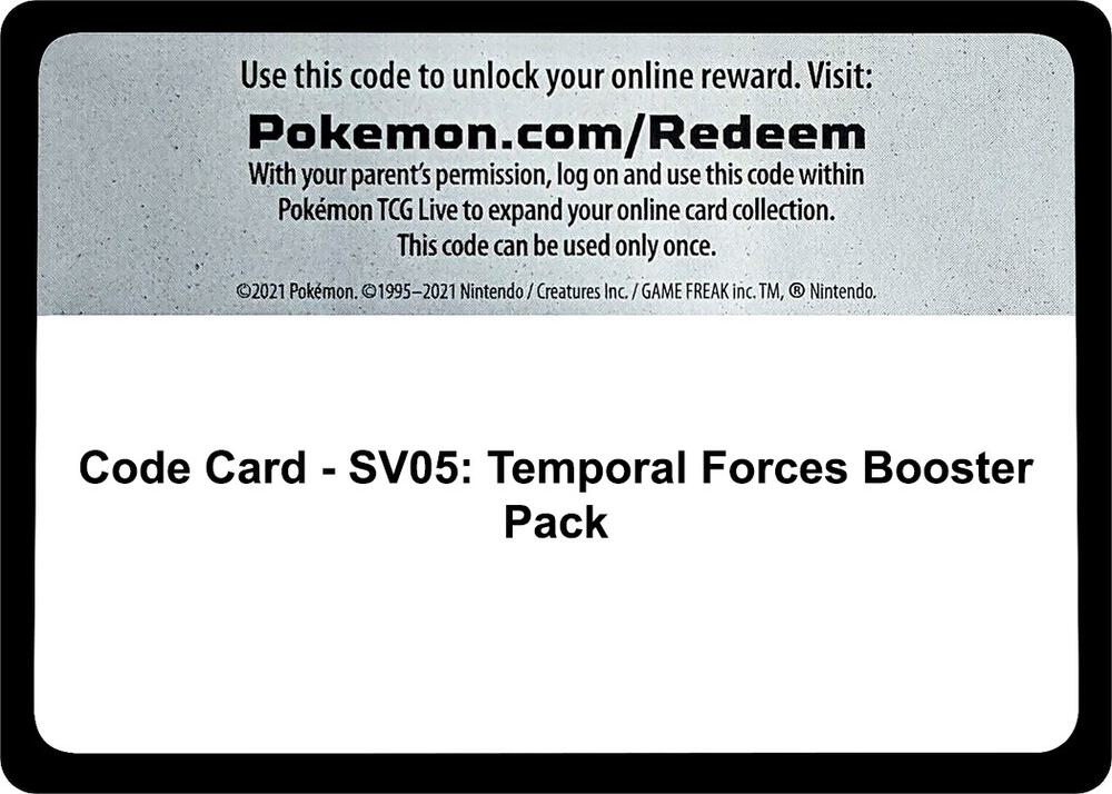 Code Card - SV05: Temporal Forces Booster Pack [SV05: Temporal Forces]