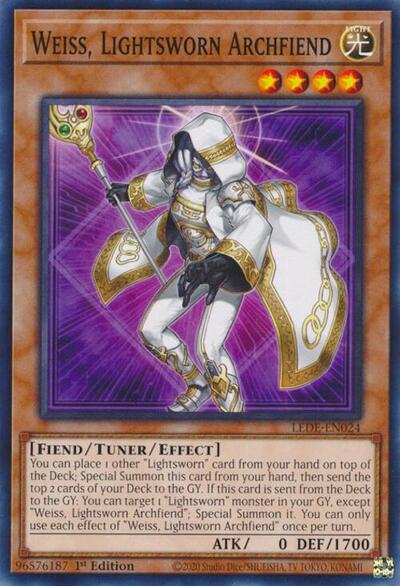 Weiss, Lightsworn Archfiend (LEDE-EN024) [Legacy of Destruction]