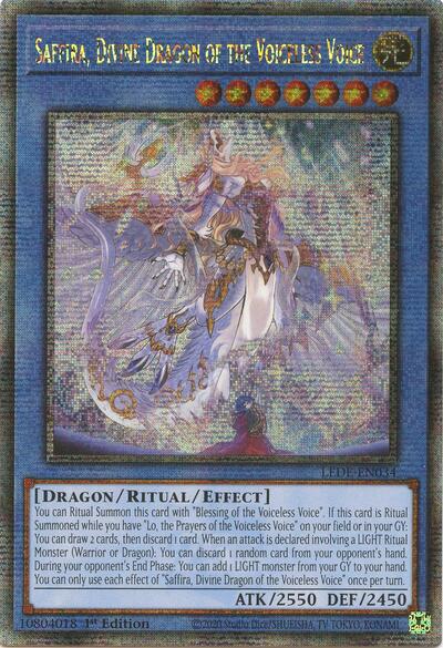 Saffira, Divine Dragon of the Voiceless Voice (Quarter Century Secret Rare) (LEDE-EN034) [Legacy of Destruction]