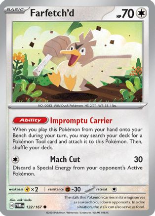 Farfetch'd 132/167  - Reverse Holofoil SV06 Twilight Masquerade - Common