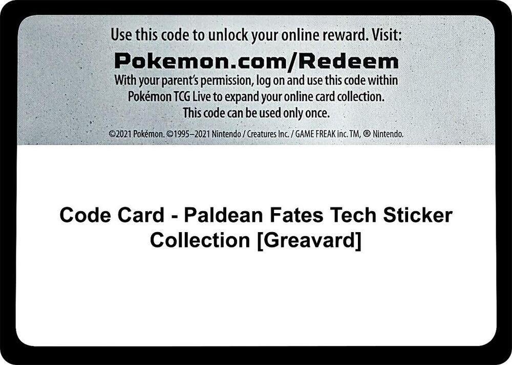 Code Card - Paldean Fates Tech Sticker Collection [Greavard] [SV: Paldean Fates]
