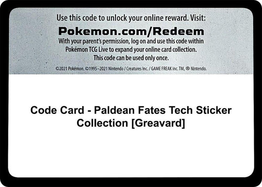 Code Card - Paldean Fates Tech Sticker Collection [Greavard] [SV: Paldean Fates]