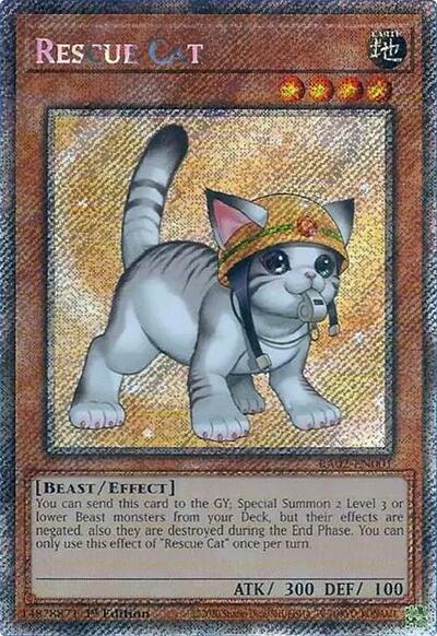 Rescue Cat (Alternate Art) (Platinum Secret Rare) (RA02-EN001) [25th Anniversary Rarity Collection II]
