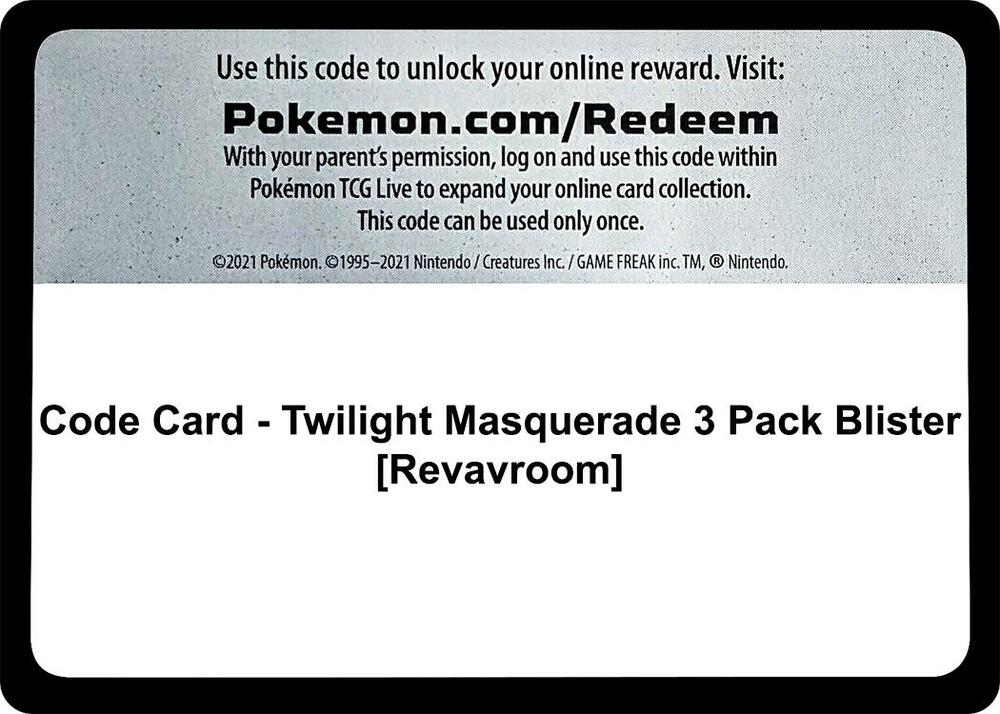 Code Card - Twilight Masquerade 3 Pack Blister [Revavroom] [SV06: Twilight Masquerade]