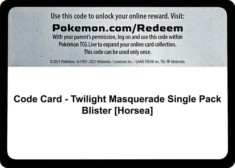 Code Card - Twilight Masquerade Single Pack Blister [Horsea] [SV06: Twilight Masquerade]