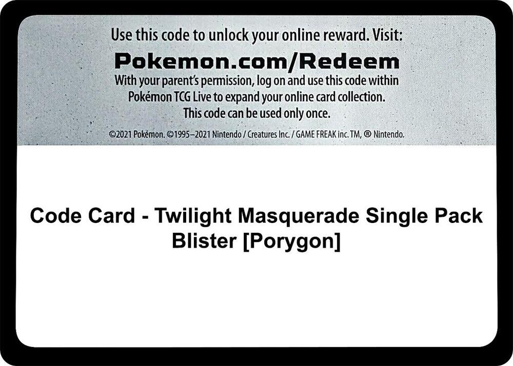 Code Card - Twilight Masquerade Single Pack Blister [Porygon] [SV06: Twilight Masquerade]
