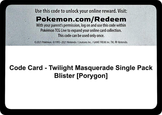 Code Card - Twilight Masquerade Single Pack Blister [Porygon] [SV06: Twilight Masquerade]