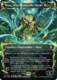 Nissa, Who Shakes the World (Borderless) (Raised Foil) (96) [Commander: Bloomburrow]