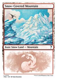 Snow-Covered Mountain (White Border) (119) [Mystery Booster 2]