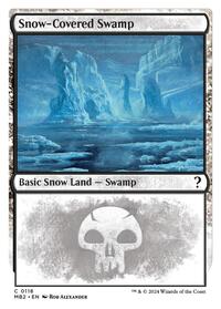 Snow-Covered Swamp (White Border) (118) [Mystery Booster 2]