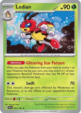 Ledian 003/142  - Reverse Holofoil SV07 Stellar Crown - Rare
