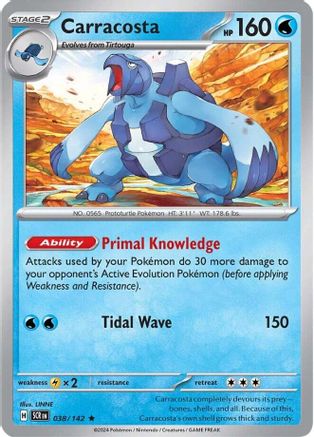 Carracosta 038/142  - Reverse Holofoil SV07 Stellar Crown - Rare