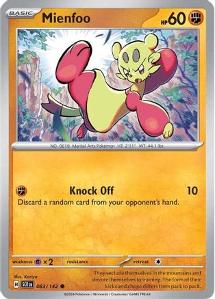Mienfoo 083/142  - Reverse Holofoil SV07 Stellar Crown - Common