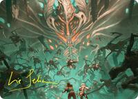 Valgavoth's Onslaught Art Card (Gold-Stamped Signature) (16) [Art Series: Duskmourn: House of Horror]