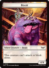 Beast // Manifest Double-Sided Token (3 // 18) [Duskmourn: House of Horror]