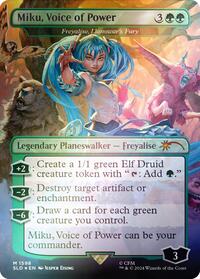 Miku, Voice of Power - Freyalise, Llanowar's Fury (Rainbow Foil) (1598) [Secret Lair Drop Series]
