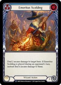 Emeritus Scolding (Blue) (1HK018) [Historic Pack 1 Blitz Deck: Kano]