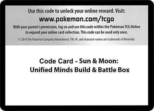Code Card - Sun & Moon Unified Minds Build & Battle Box [SM - Unified Minds]