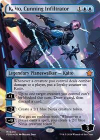 Kaito, Cunning Infiltrator (Borderless) (Mana Foil) (418) [Foundations]