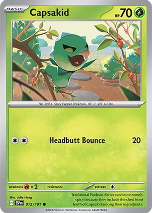 Capsakid 012/191  - Reverse Holofoil SV08 Surging Sparks - Common