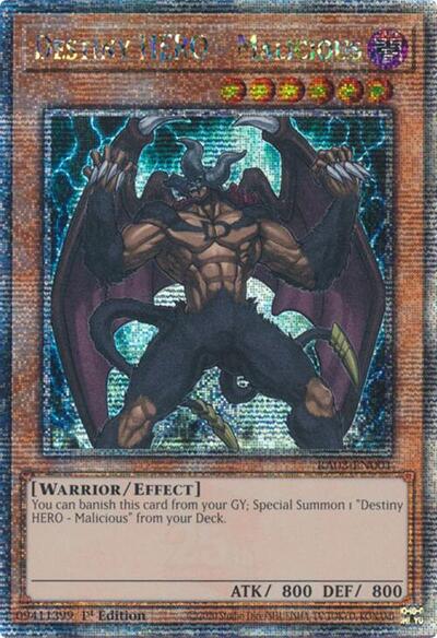 Destiny HERO - Malicious (Quarter Century Secret Rare) (RA03-EN001) [Quarter Century Bonanza]