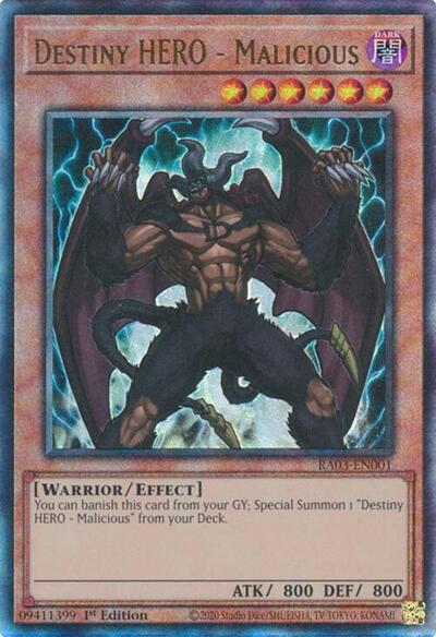Destiny HERO - Malicious (PUR) (RA03-EN001) [Quarter Century Bonanza]