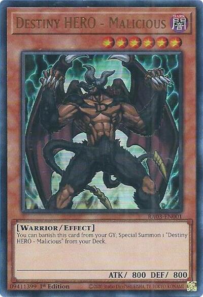 Destiny HERO - Malicious (UR) (RA03-EN001) [Quarter Century Bonanza]