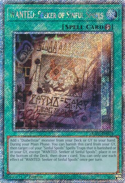 WANTED: Seeker of Sinful Spoils (Platinum Secret Rare) (RA03-EN074) [Quarter Century Bonanza]