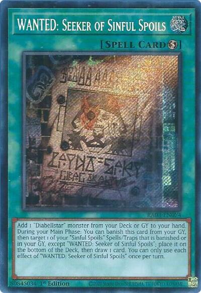 WANTED: Seeker of Sinful Spoils (Secret Rare) (RA03-EN074) [Quarter Century Bonanza]