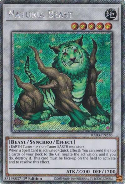 Naturia Beast (Platinum Secret Rare) (RA03-EN238) [Quarter Century Bonanza]